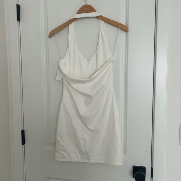 AKIRA Paxton Chic White Backless Halter Neck Mini Dress Medium - Picture 4 of 5